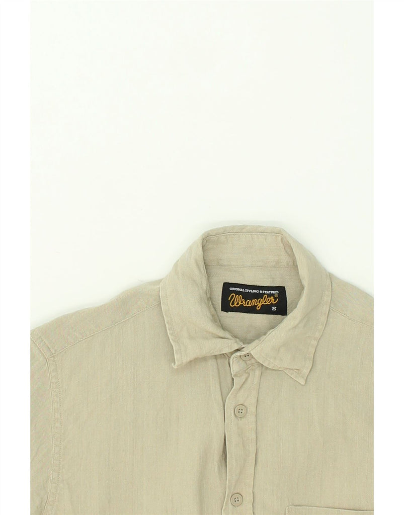 WRANGLER Mens Short Sleeve Shirt Small Beige Linen | Vintage Wrangler | Thrift | Second-Hand Wrangler | Used Clothing | Messina Hembry 