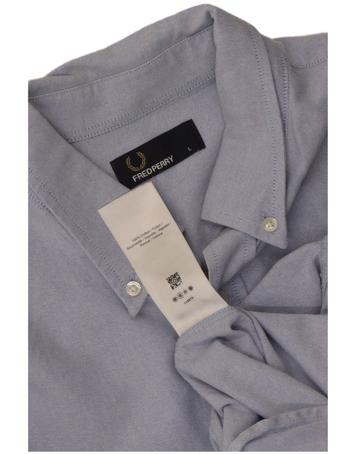 Fred Perry Mens Shirt Large Blue Cotton