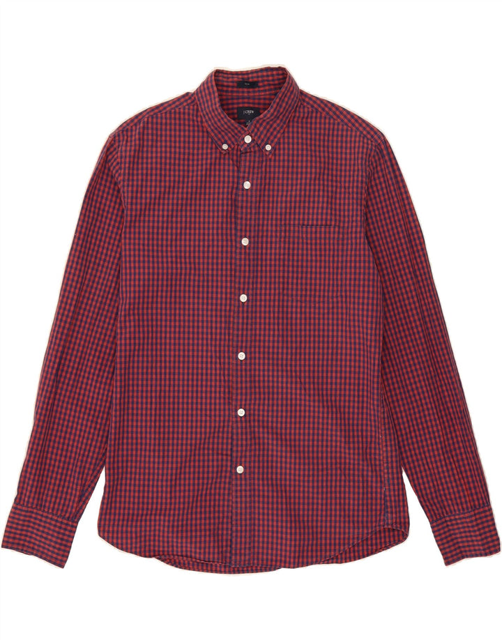 J. CREW Mens Slim Shirt Medium Red Gingham Cotton Vintage J. Crew and Second-Hand J. Crew from Messina Hembry 