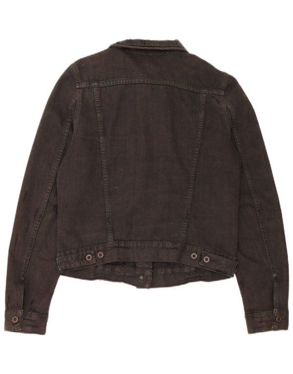 Polo Ralph Lauren Womens Distressed Crop Denim Jacket UK 14 Medium Black