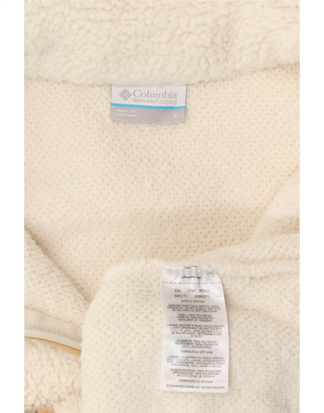 Columbia Mens Fleece Jacket UK 40 Large White Polyester