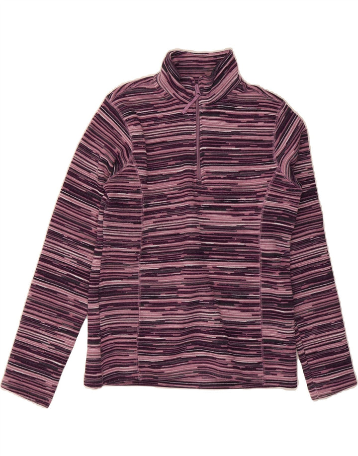 MOUNTAIN WAREHOUSE Womens Fleece Jumper UK 12 Medium  Purple Striped Vintage Mountain Warehouse and Second-Hand Mountain Warehouse from Messina Hembry 