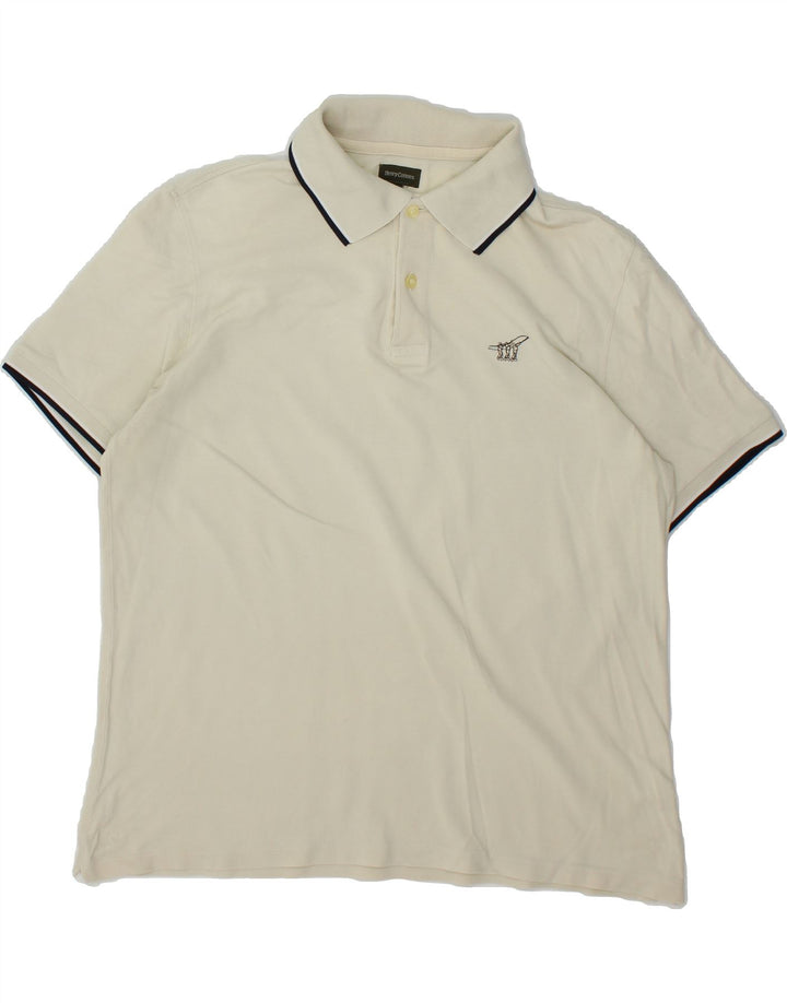 HENRY COTTONS Mens Polo Shirt Large Off White Cotton Vintage Henry Cottons and Second-Hand Henry Cottons from Messina Hembry 