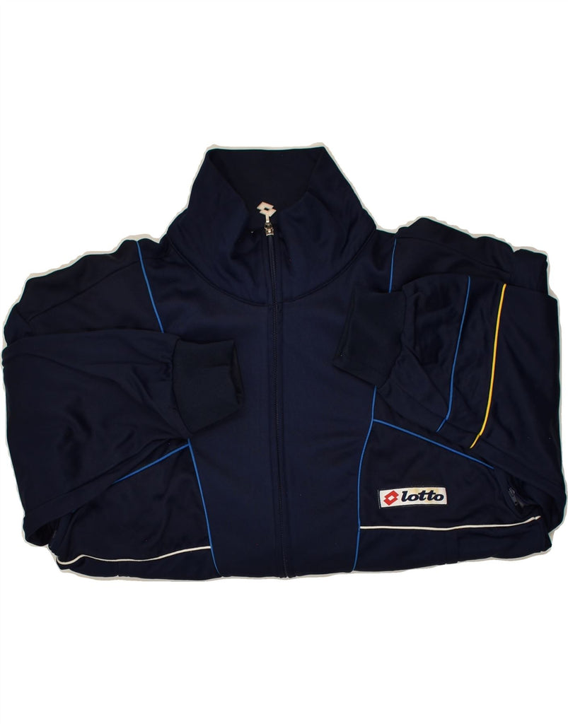 LOTTO Mens Tracksuit Top Jacket IT 50 Large Navy Blue Polyester | Vintage Lotto | Thrift | Second-Hand Lotto | Used Clothing | Messina Hembry 