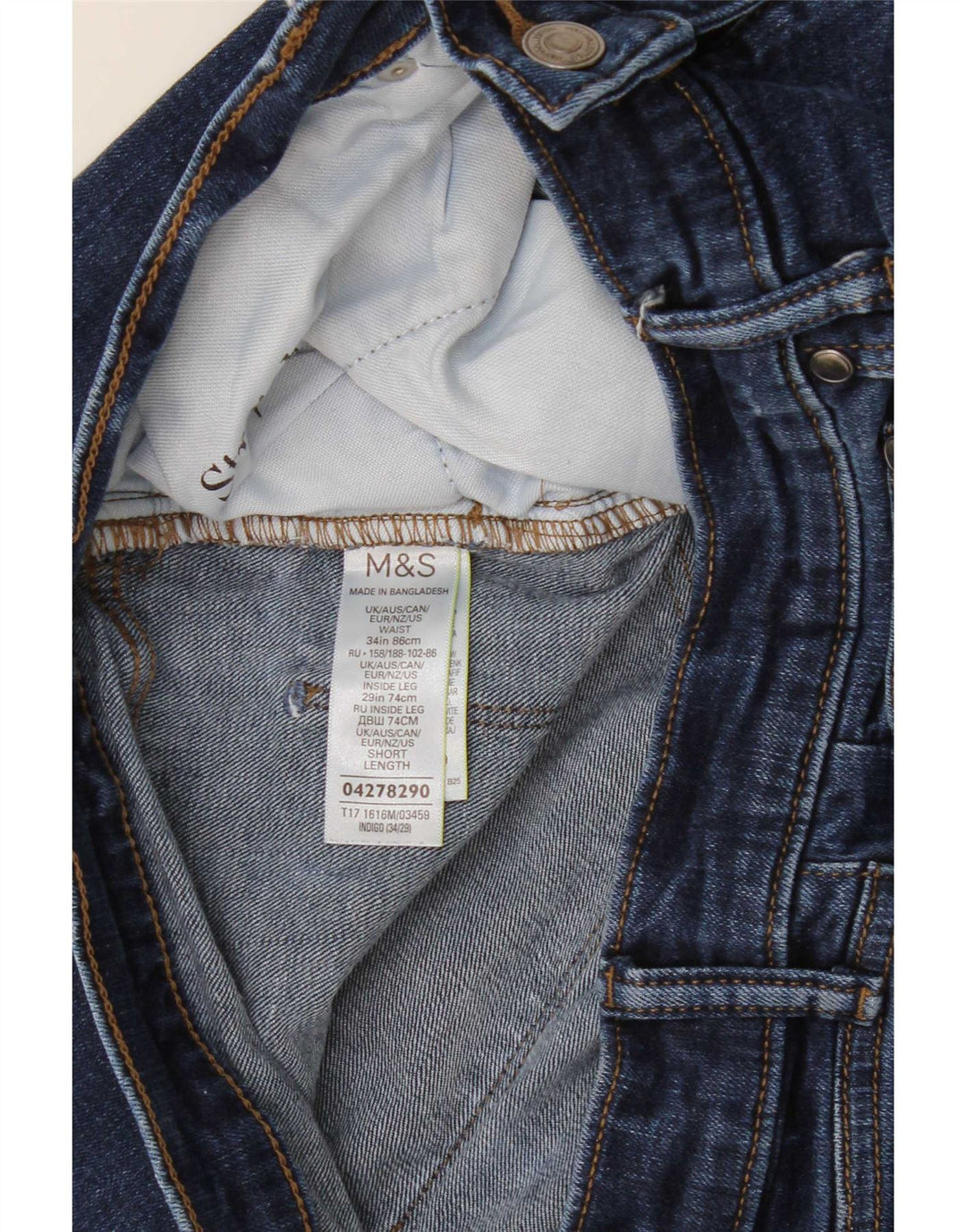 Marks & Spencer Mens Cropped Jeans W34 L26 Blue Cotton