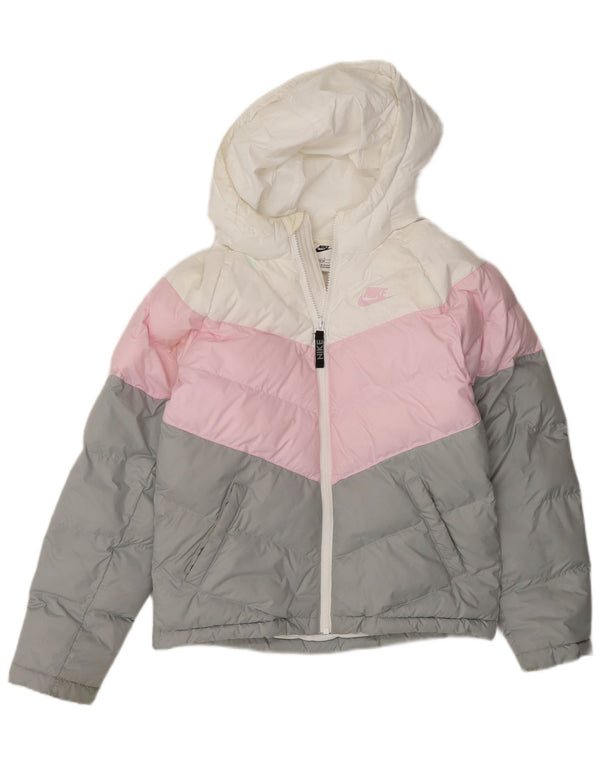 Nike Girls Hooded Padded Jacket 12-13 Years Large Multicoloured Sports