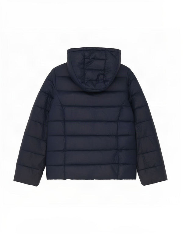 Benetton Girls Hooded Padded Jacket 10-11 Years XL Navy Blue Colourblock