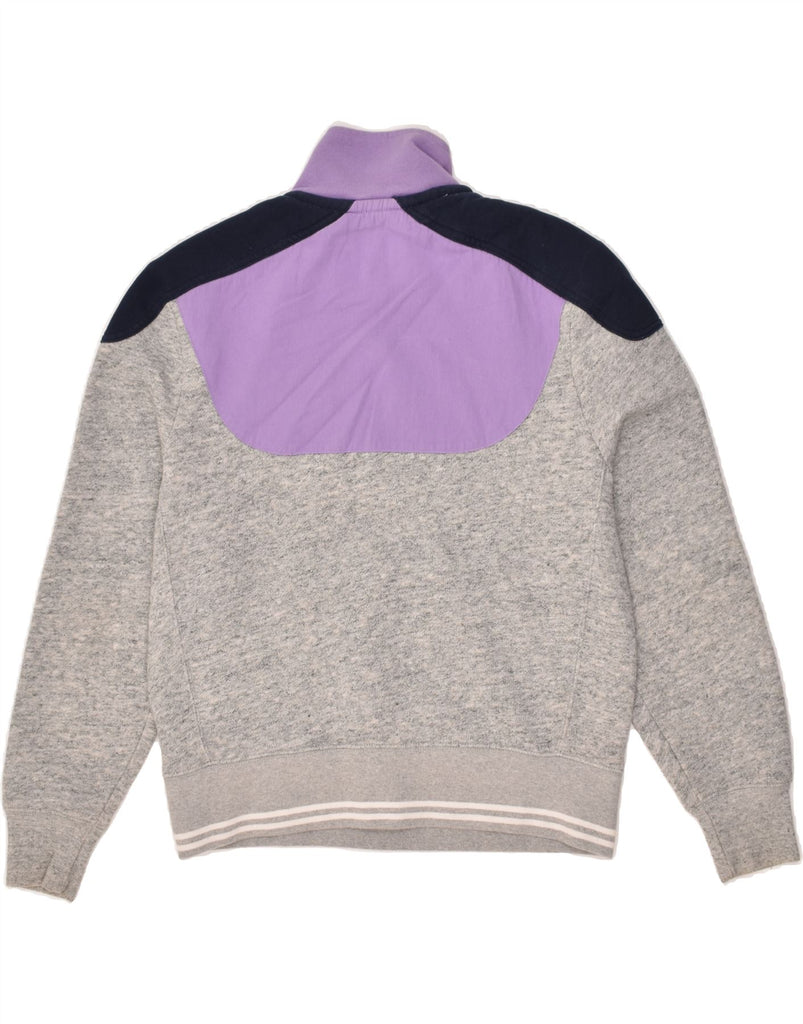 JACK WILLS Womens Zip Neck Sweatshirt Jumper UK 12 Medium Grey Colourblock | Vintage Jack Wills | Thrift | Second-Hand Jack Wills | Used Clothing | Messina Hembry 