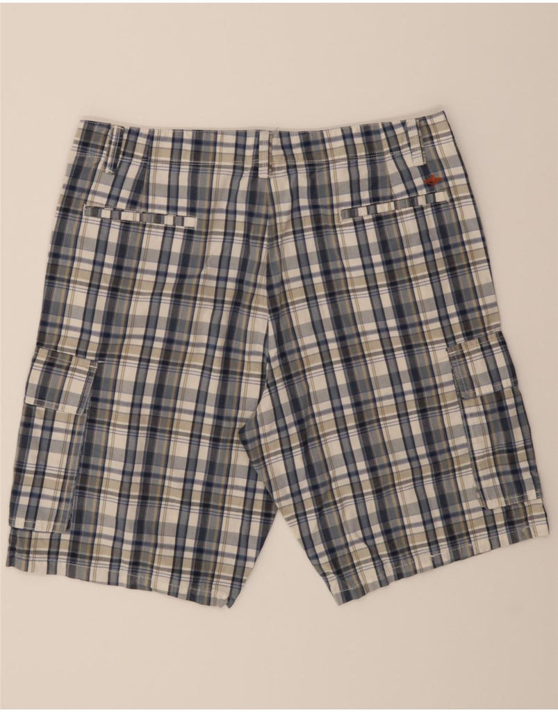 DOCKERS Mens Cargo Shorts W36 Large Blue Check Cotton Vintage Dockers and Second-Hand Dockers from Messina Hembry 