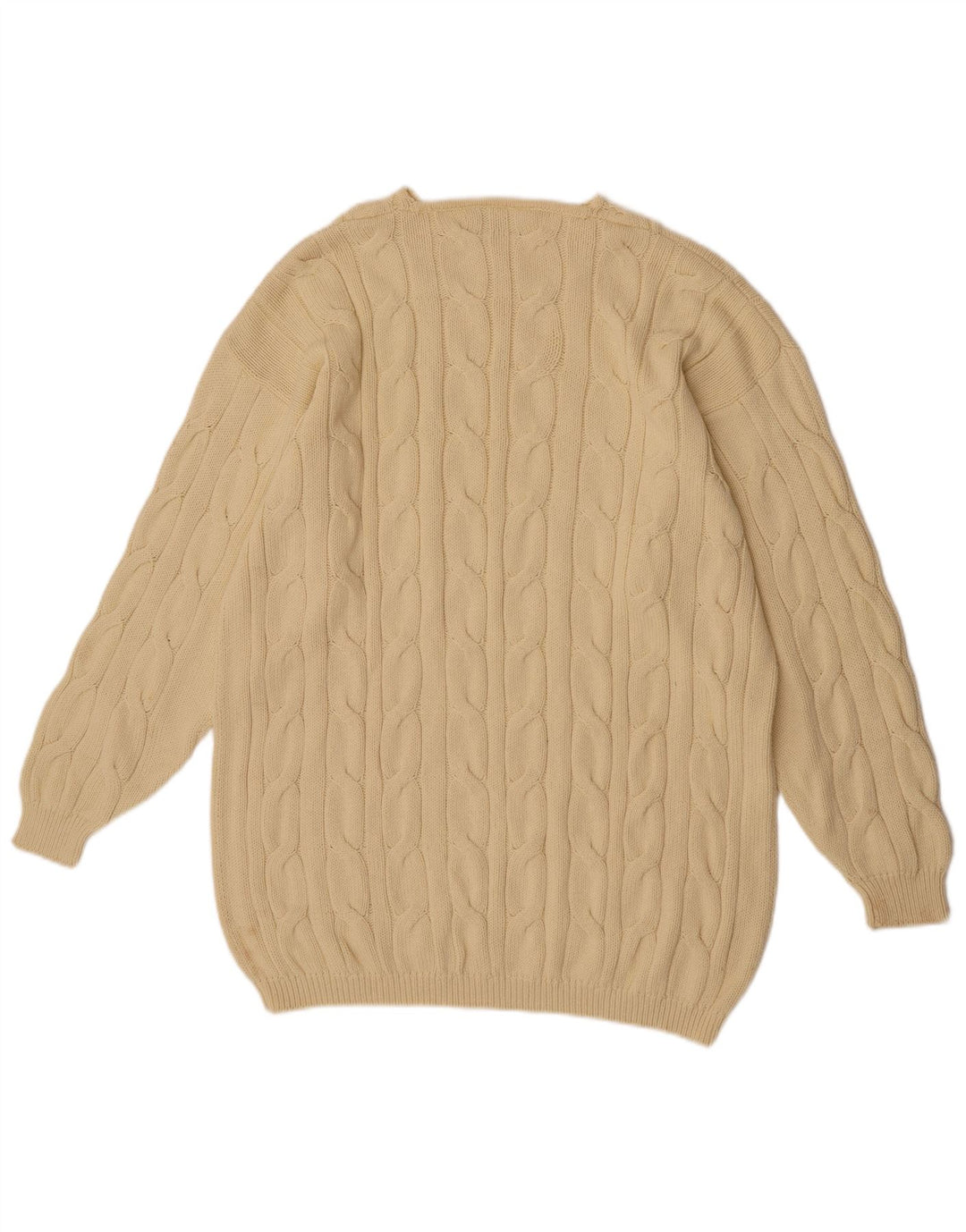 Vintage Mens Crew Neck Jumper Sweater Large Yellow Cotton