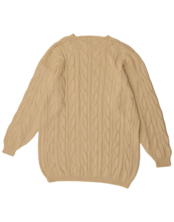 Vintage Mens Crew Neck Jumper Sweater Large Yellow Cotton