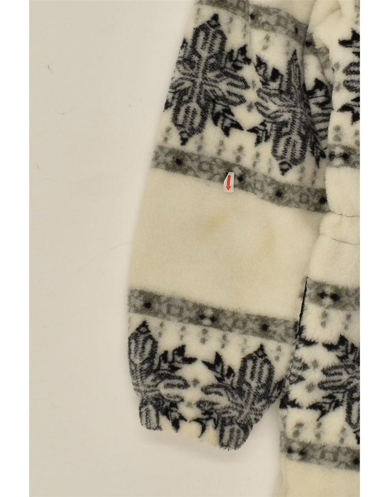 VINTAGE Mens Hooded Duffle Coat UK 40 Large Grey Fair Isle Polyester | Vintage Vintage | Thrift | Second-Hand Vintage | Used Clothing | Messina Hembry 