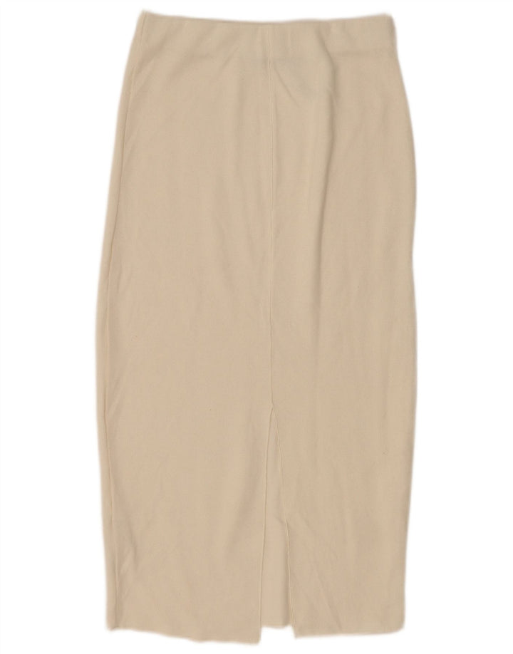 Zara Womens Midi Skirt Small W26  Off White Cotton