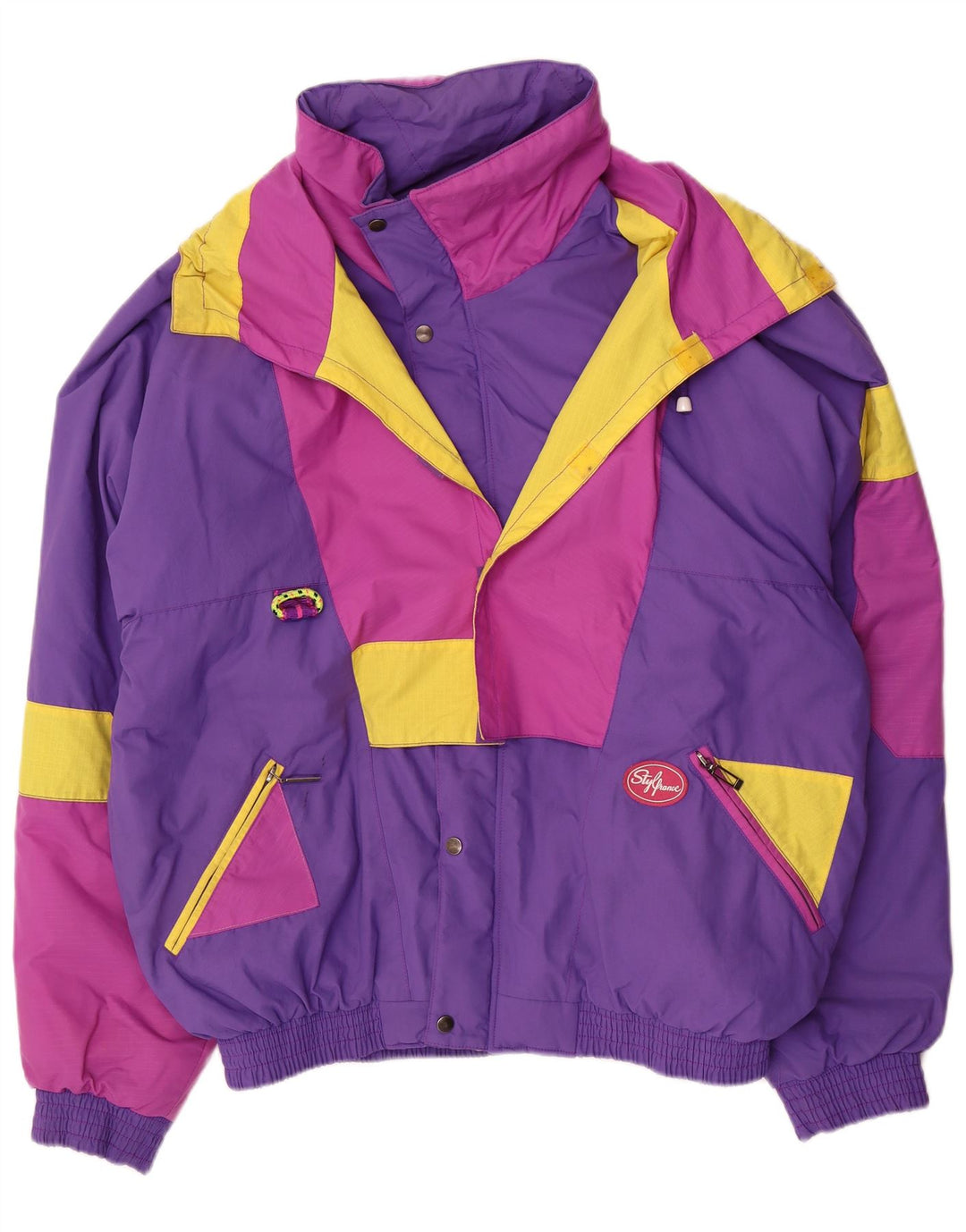 Vintage Mens Ski Jacket IT 54 XL Purple Colourblock Polyamide