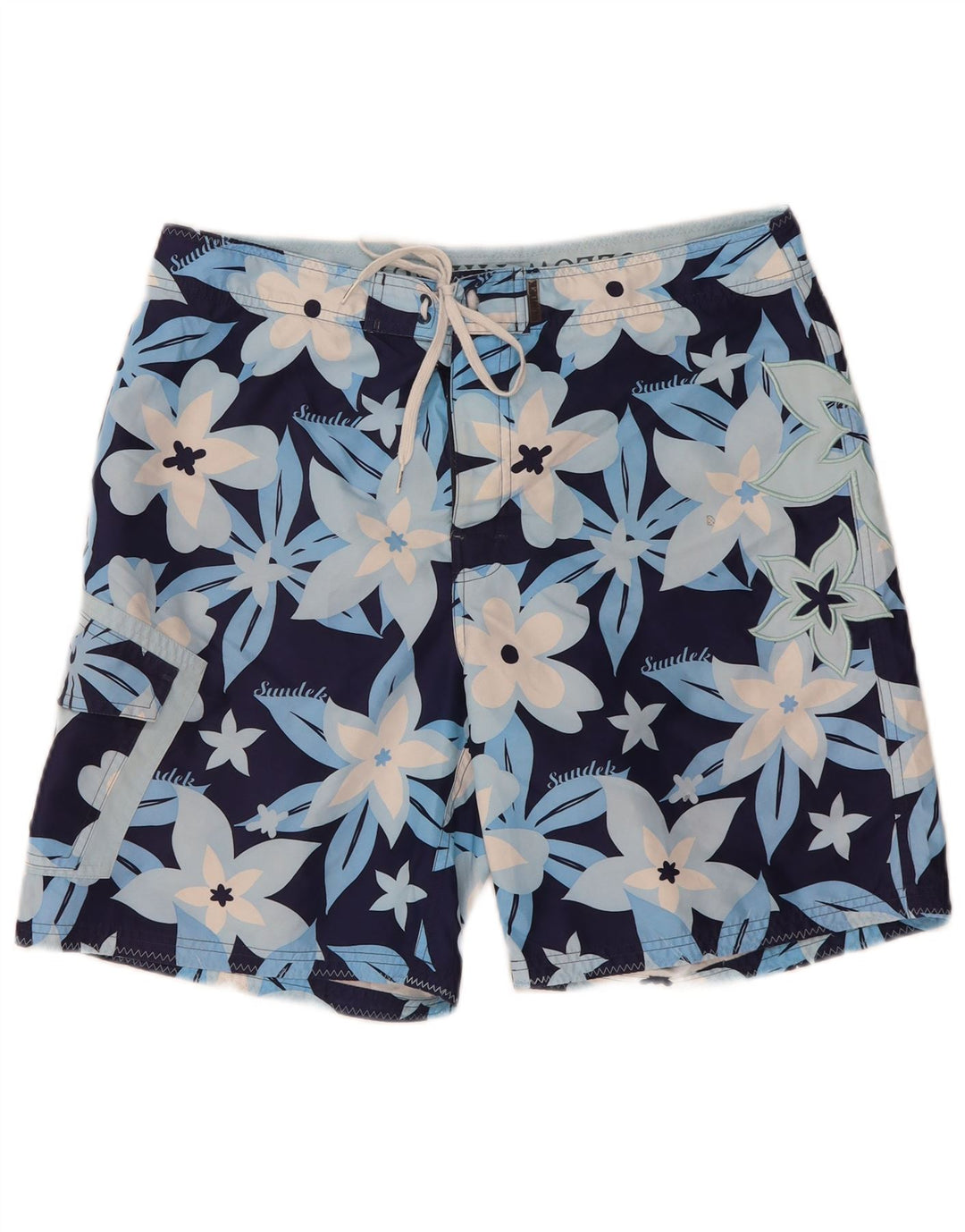 SUNDEK Mens Swimming Shorts W34 Large Blue Floral Polyester