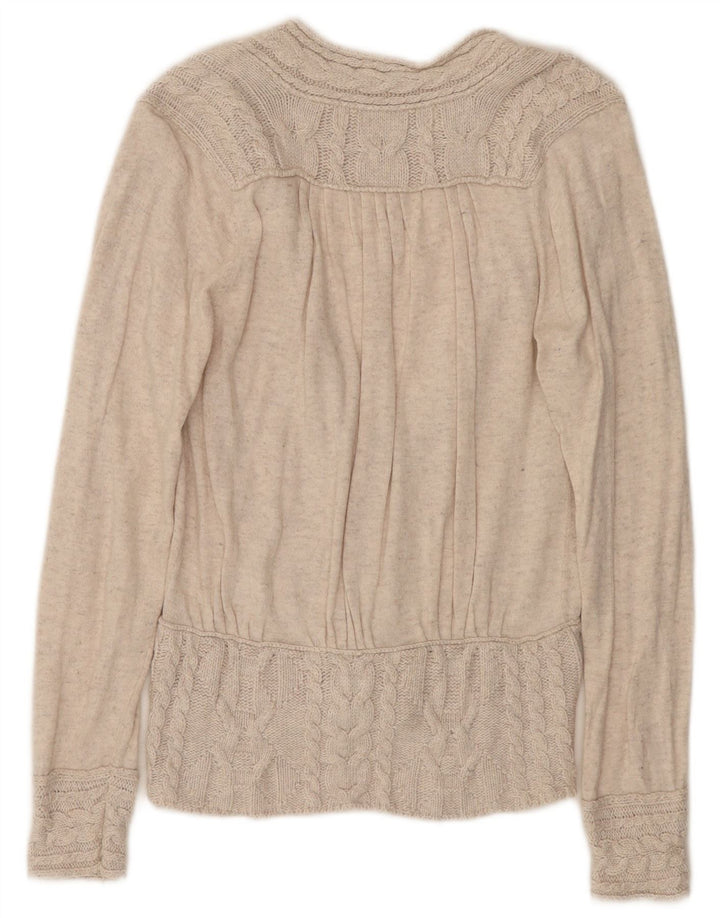 ZARA Womens Cardigan Sweater UK 14 Large Beige Cotton