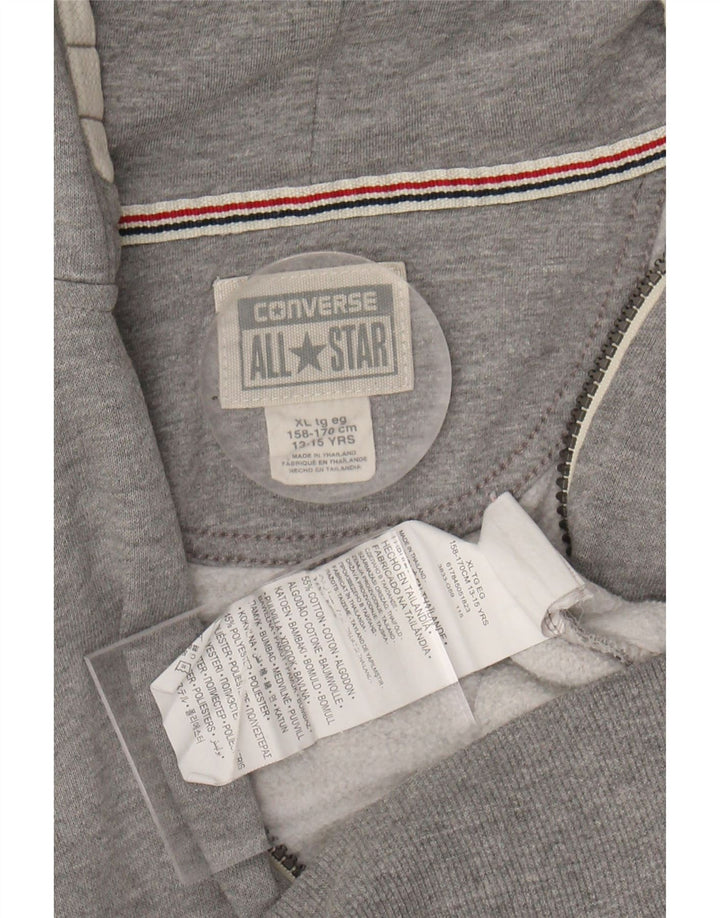 CONVERSE Girls Zip Hoodie Sweater 13-14 Years XL Grey Cotton