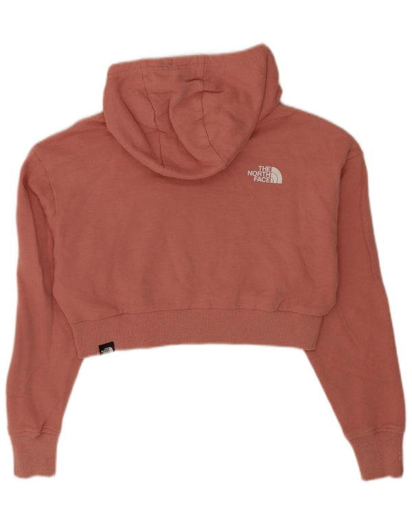 The North Face Womens Loose Fit Crop Hoodie Jumper UK 6 XS Pink Cotton