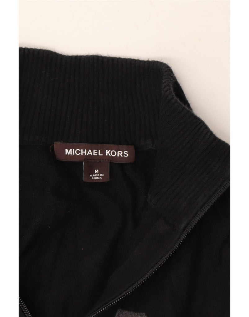 MICHAEL KORS Mens Zip Neck Jumper Sweater Medium Black Cotton Vintage Michael Kors and Second-Hand Michael Kors from Messina Hembry 