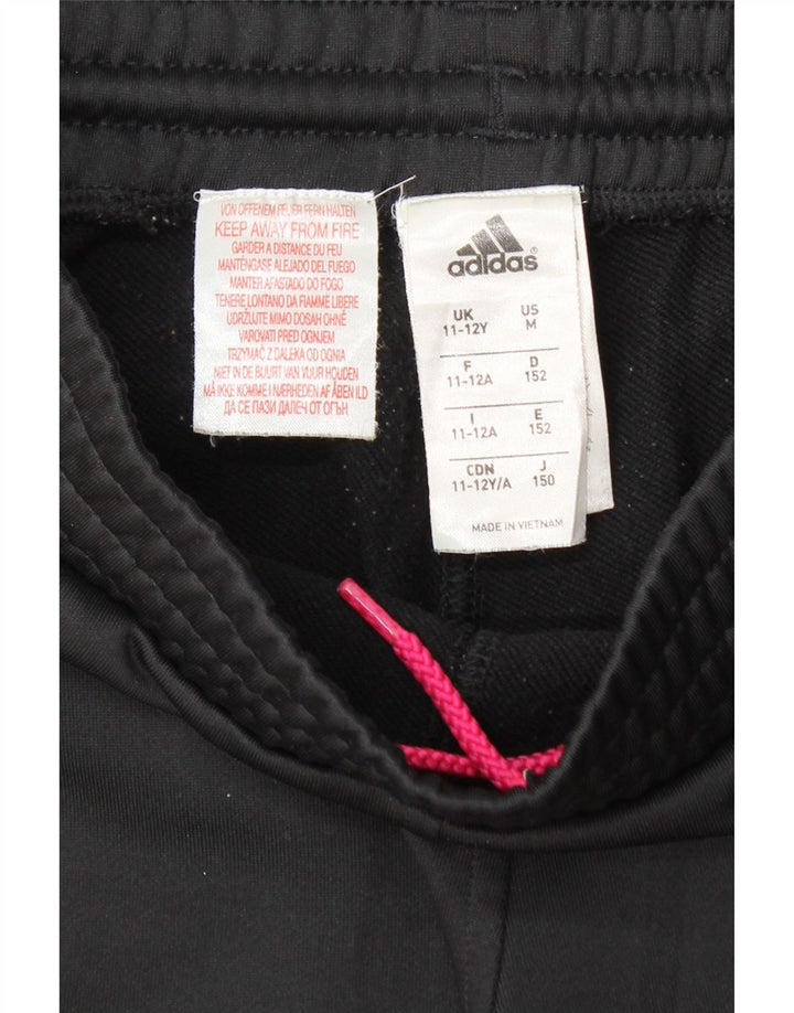ADIDAS Girls Tracksuit Trousers Joggers 11-12 Years  Black Polyester