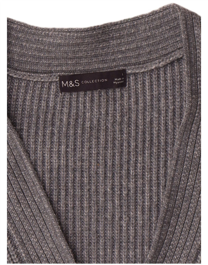 Marks & Spencer Womens Oversized Cardigan Sweater UK 16 Large Grey