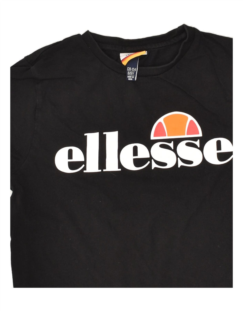 ELLESSE Boys Graphic T-Shirt Top 8-9 Years Black Cotton | Vintage Ellesse | Thrift | Second-Hand Ellesse | Used Clothing | Messina Hembry 