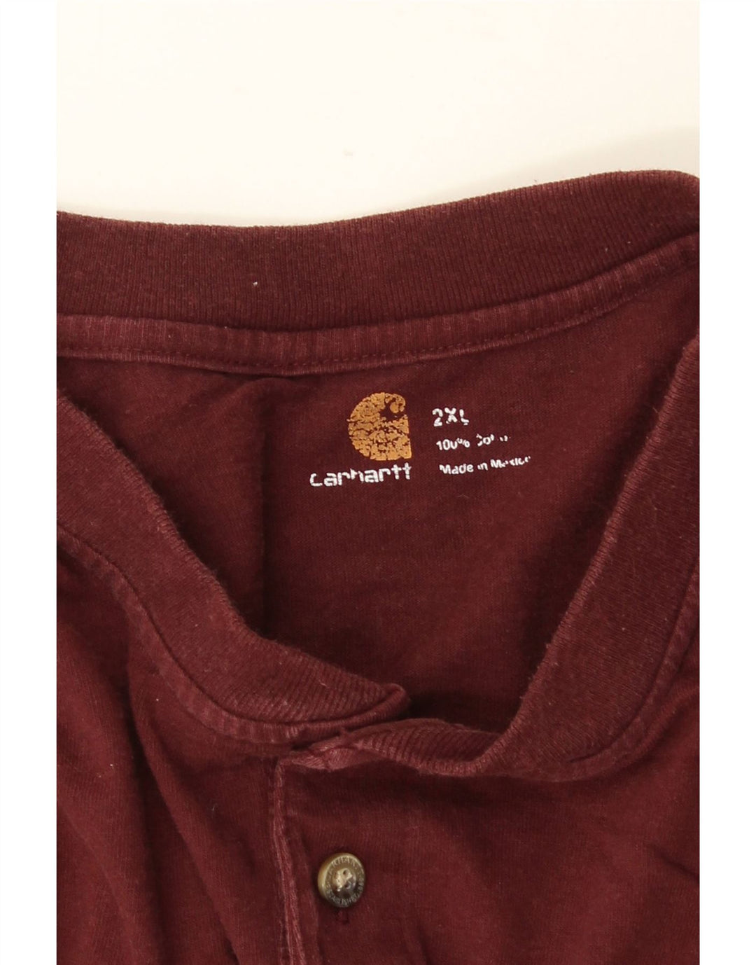 CARHARTT Mens Top Long Sleeve 2XL Burgundy Cotton