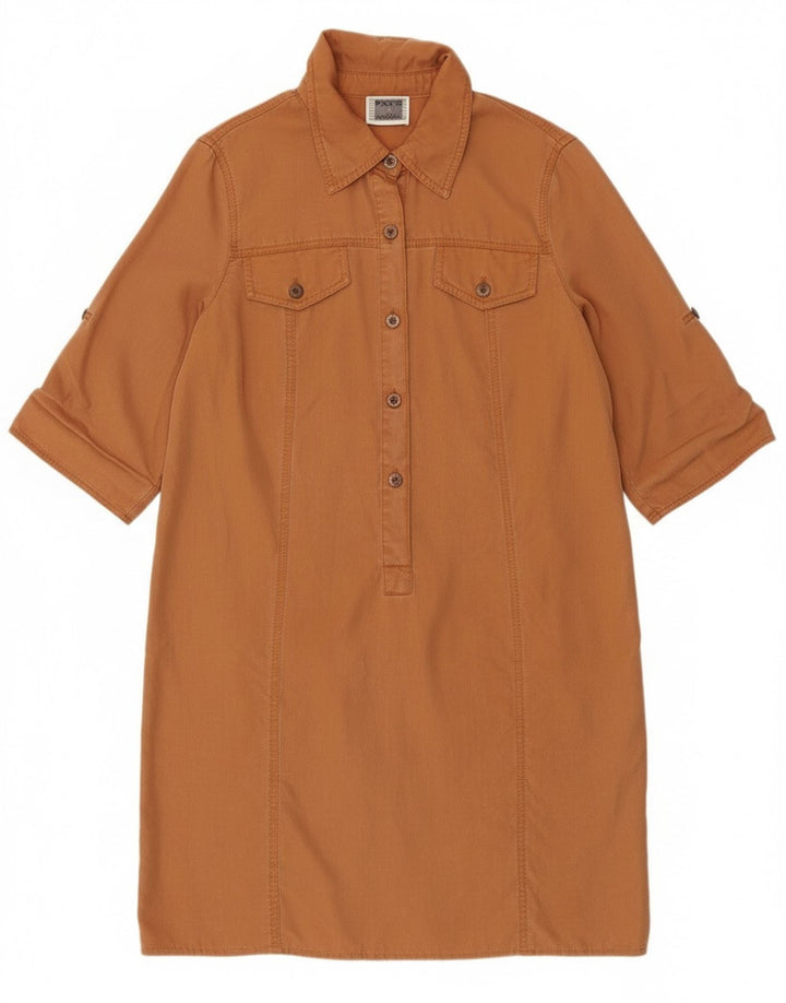 Perte by Krizia Womens 3/4 Sleeve Pullover Shirt Dress UK 12 Medium Brown