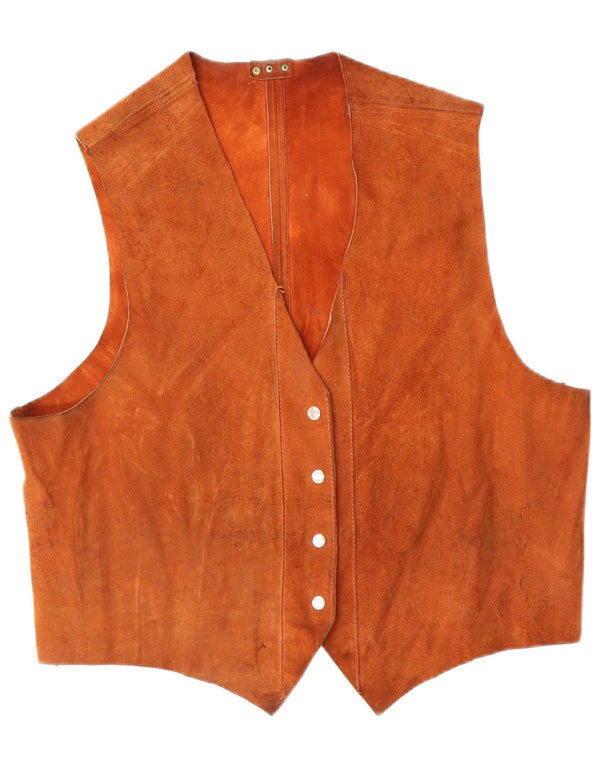Vintage Womens Suede Waistcoat UK 18 XL Brown Western