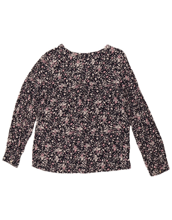 Crew Clothing Womens Long Sleeve Blouse Top UK 12 Medium Navy Blue Floral