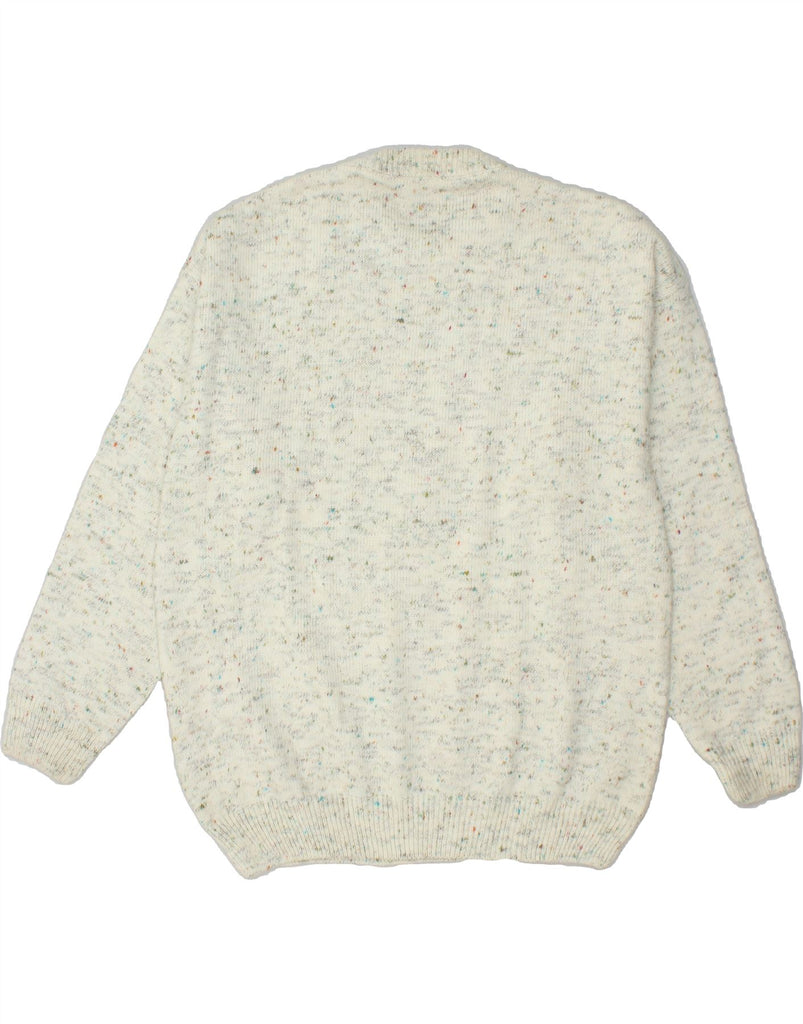 VINTAGE Mens Crew Neck Jumper Sweater IT 54 XL Off White Flecked Wool Vintage Vintage and Second-Hand Vintage from Messina Hembry 