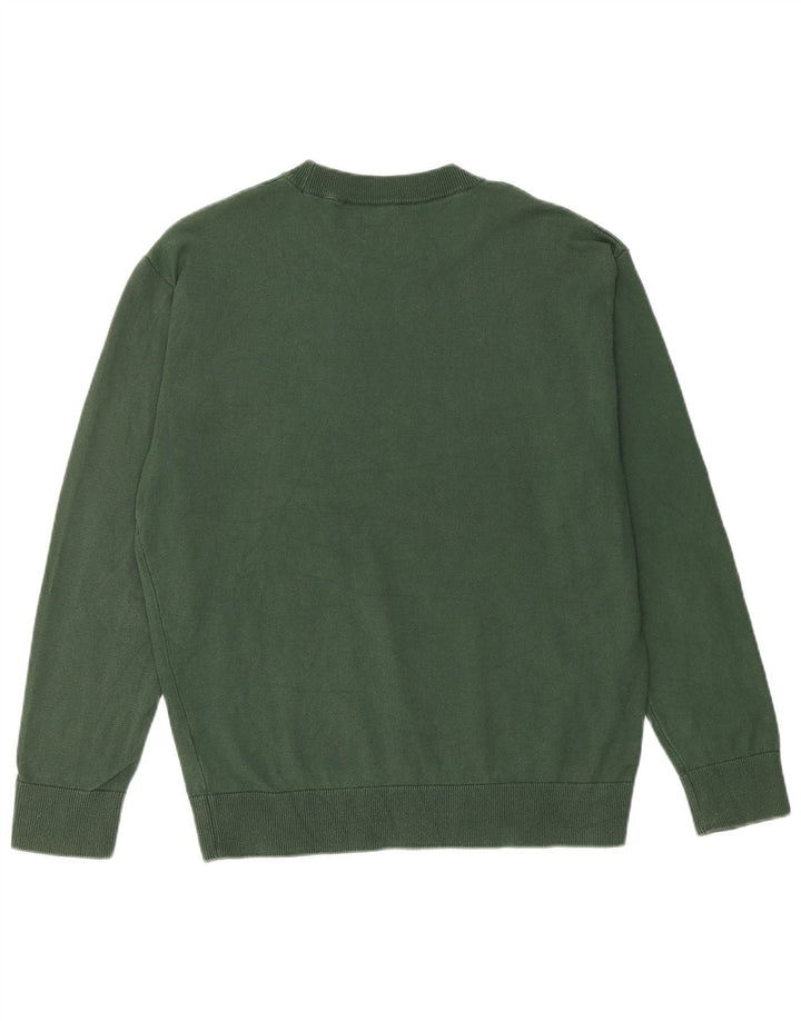 ZARA Mens Graphic Crew Neck Jumper Sweater Medium Green Cotton