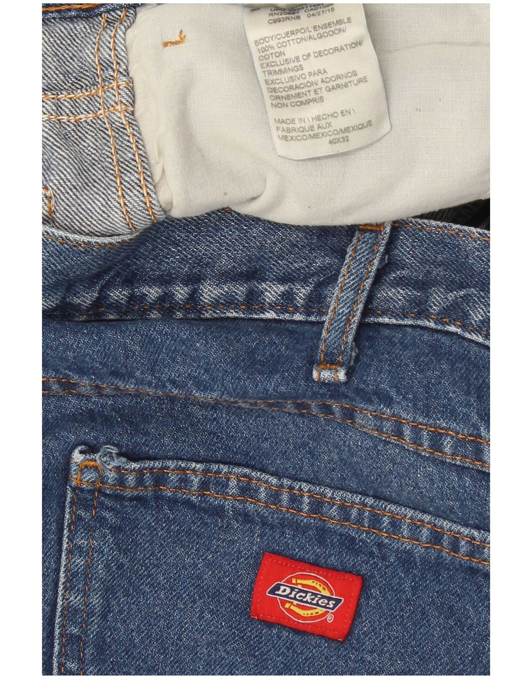 Dickies Mens Straight Jeans W40 L32 Blue Cotton