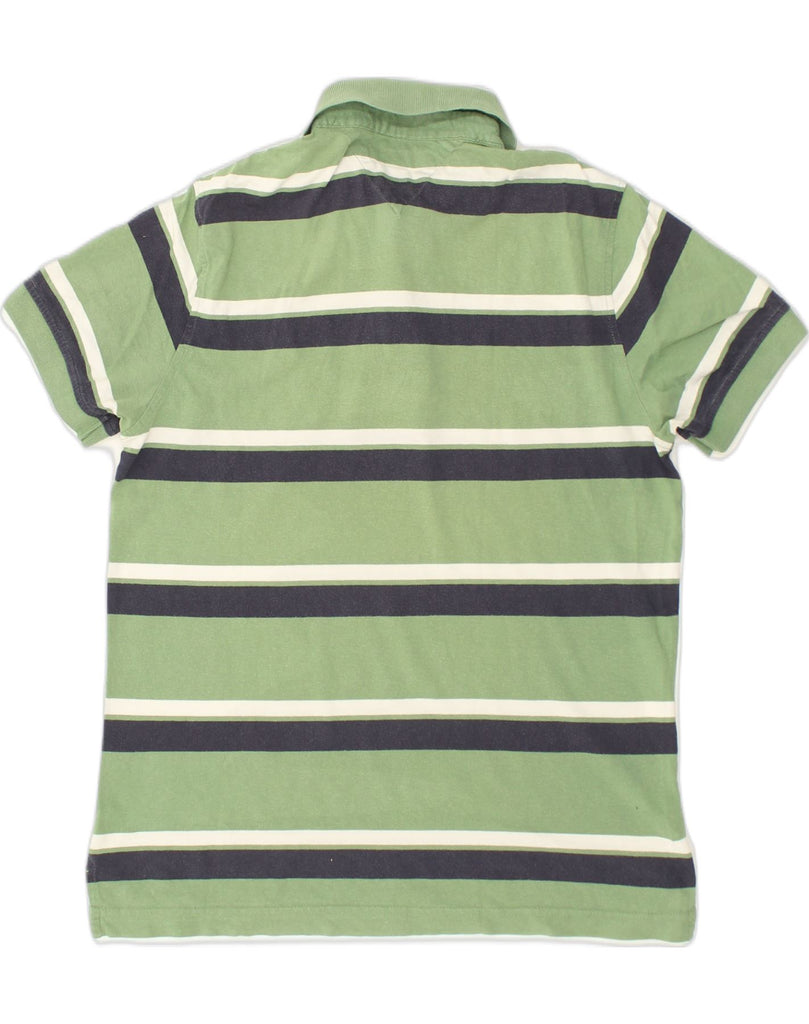 TOMMY HILFIGER Mens Polo Shirt Small Green Striped Cotton | Vintage Tommy Hilfiger | Thrift | Second-Hand Tommy Hilfiger | Used Clothing | Messina Hembry 