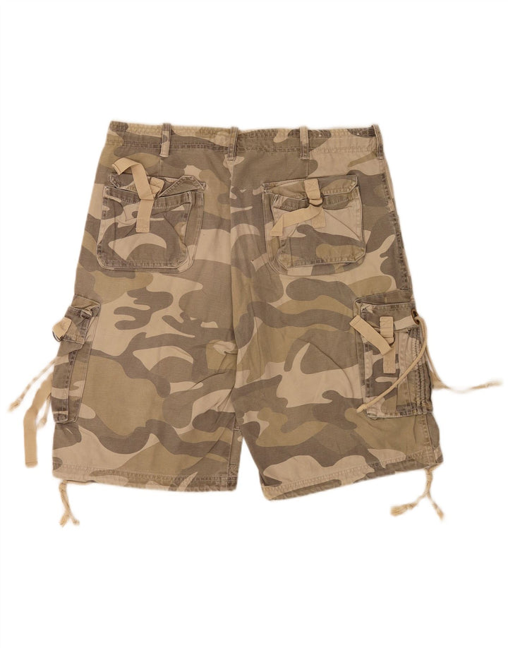 Vintage Mens Cargo Shorts IT 48 Medium W34 Green Camouflage Cotton