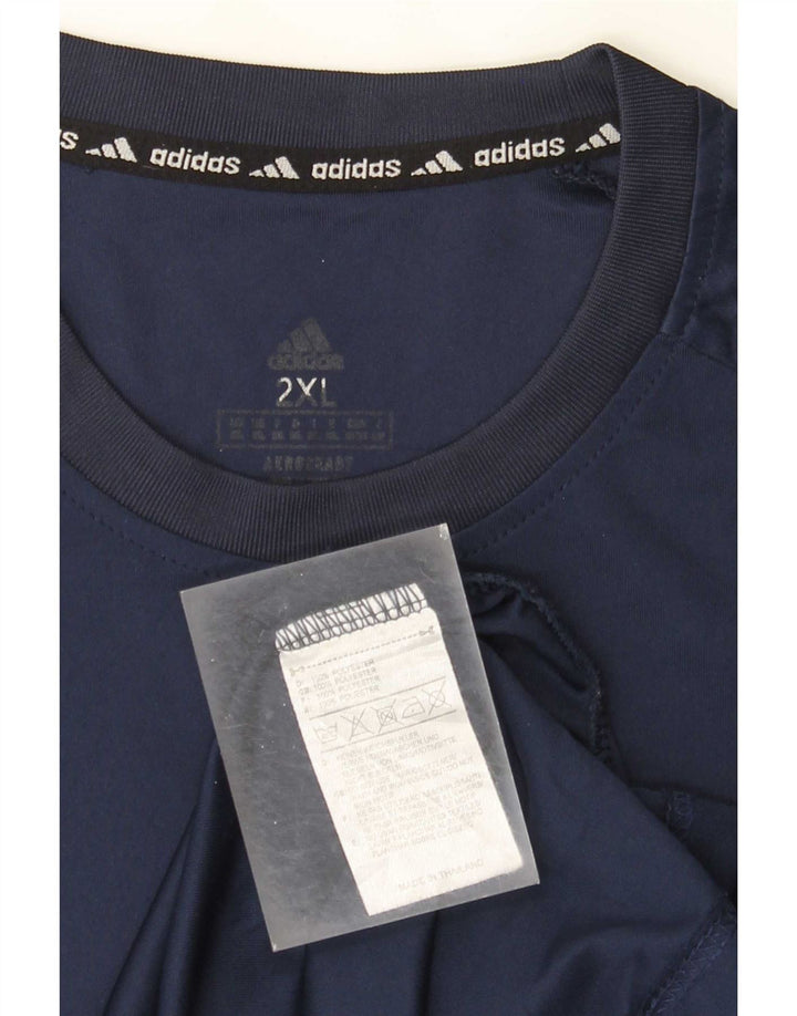 Adidas Mens Aeroready T-Shirt Top 2XL Navy Blue Polyester