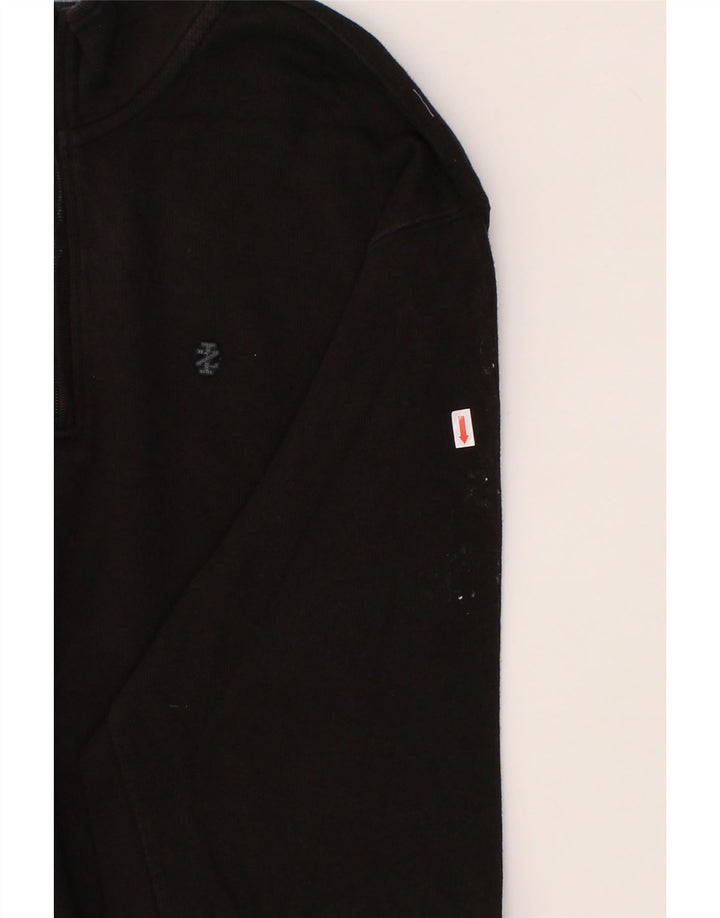 IZOD Mens Tall Zip Neck Sweatshirt Jumper 2XL Black Cotton Vintage Izod and Second-Hand Izod from Messina Hembry 
