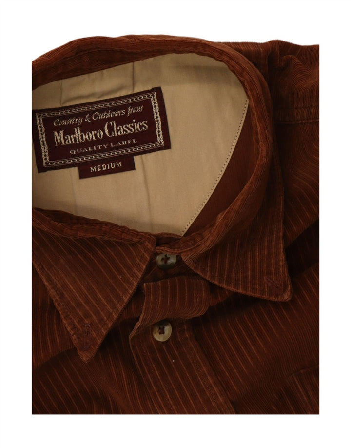 Marlboro Classics Mens Corduroy Shirt Medium Brown Pinstripe