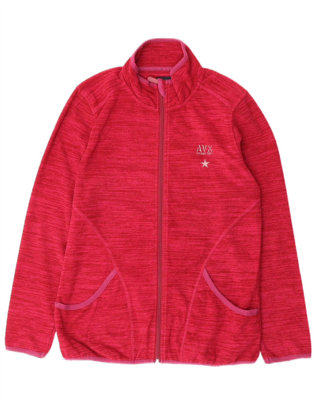 AVIREX Womens Fleece Jacket UK 14 Medium Pink Pinstripe Polyester