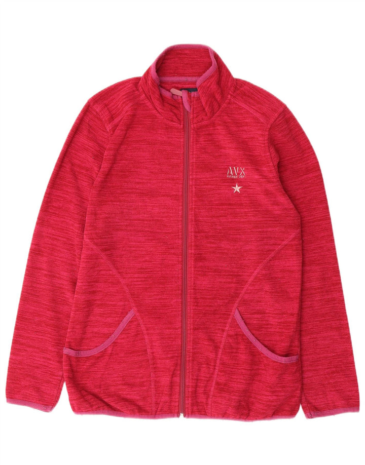 AVIREX Womens Fleece Jacket UK 14 Medium Pink Pinstripe Polyester