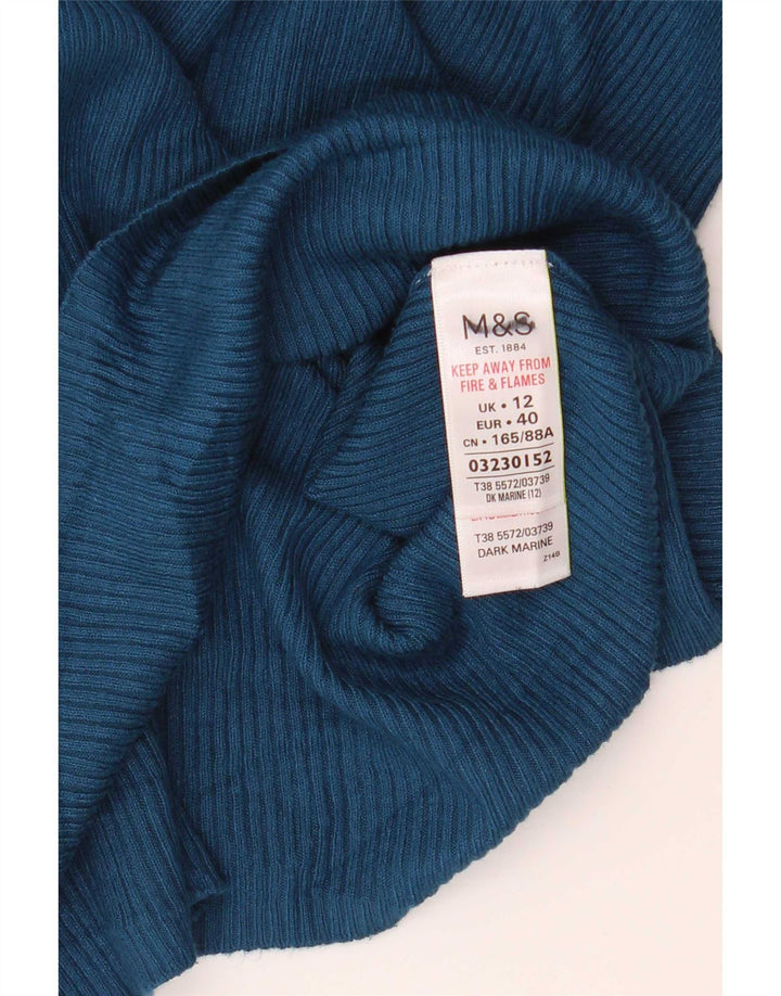 Marks & Spencer Womens Regular Top Long Sleeve UK 12 Medium Blue Flecked