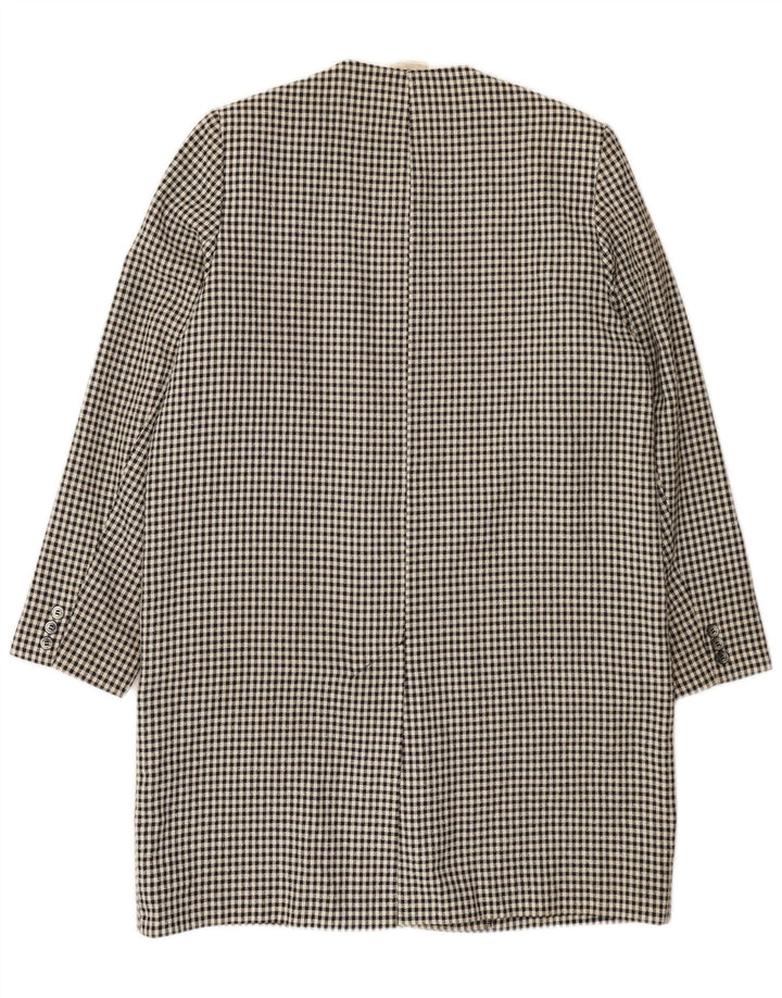 ALEXON Womens Loose Fit Overcoat UK 12 Medium Black Houndstooth Polyester