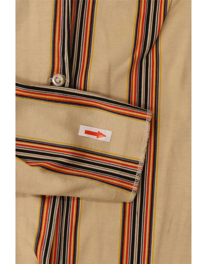 Vintage Womens Shirt IT 44 Medium Beige Striped Cotton