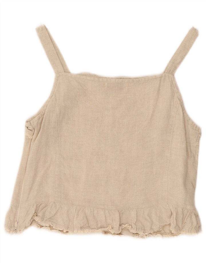 ALVIERO MARTINI Womens Crop Cami Top UK 14 Large Beige Linen