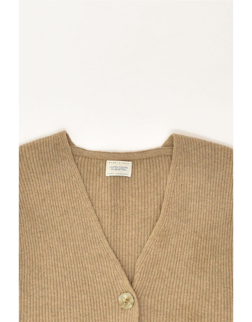 BENETTON Womens Sleeveless Cardigan Sweater UK 16 Large Beige Lambswool | Vintage Benetton | Thrift | Second-Hand Benetton | Used Clothing | Messina Hembry 