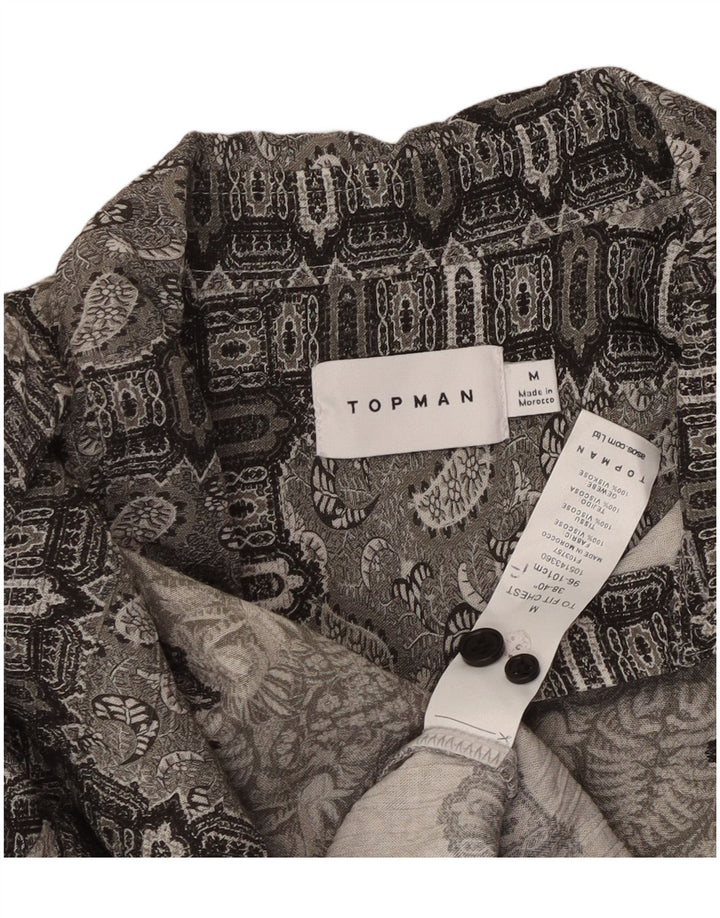TOPMAN Mens Shirt Medium Grey Paisley Viscose