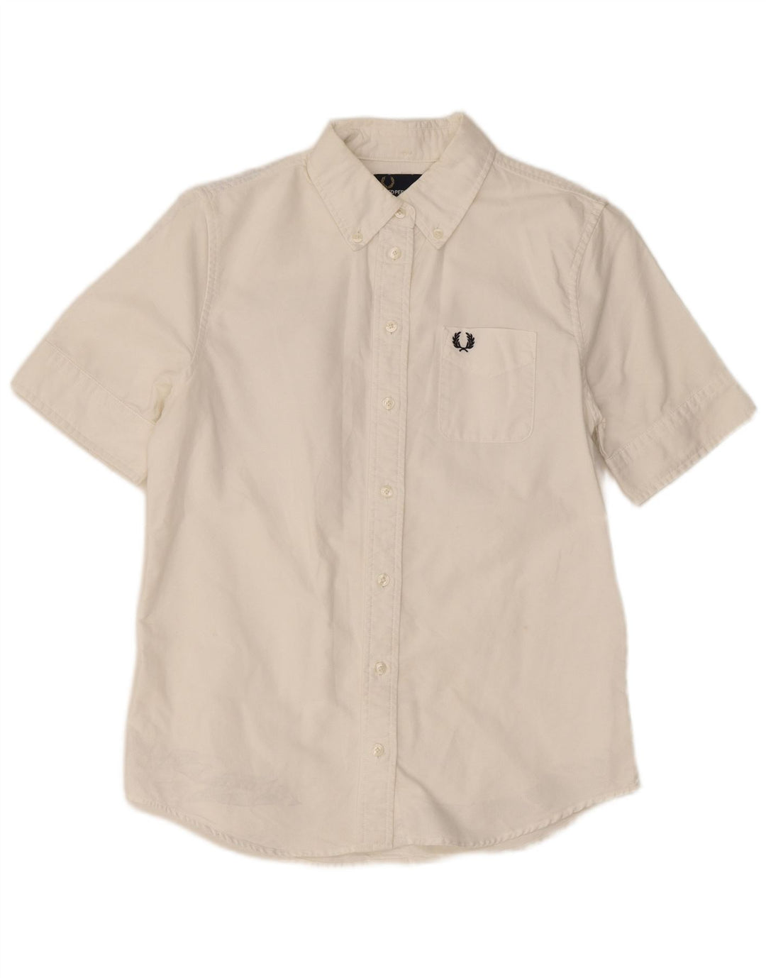 Fred Perry Womens Short Sleeve Shirt UK 8 Small White Cotton