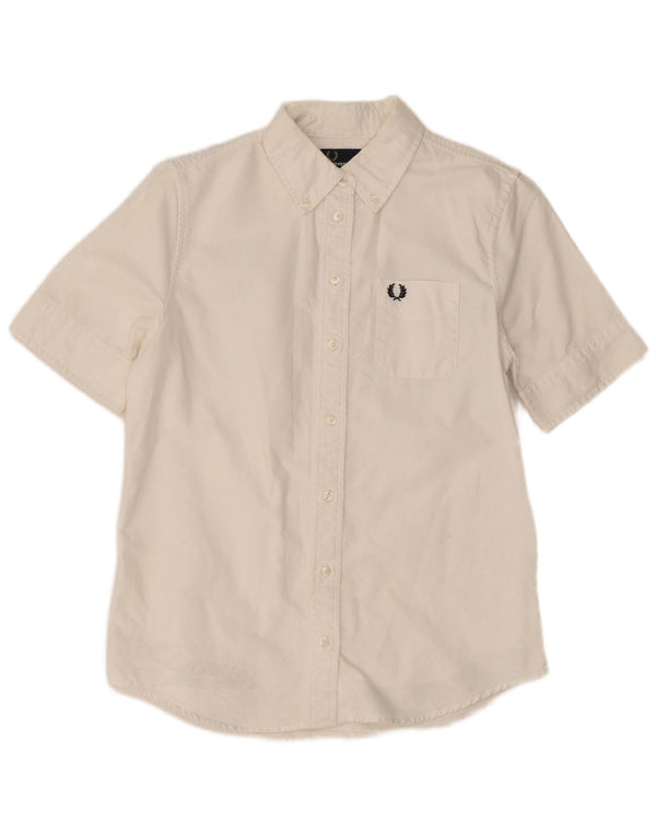 Fred Perry Womens Short Sleeve Shirt UK 8 Small White Cotton