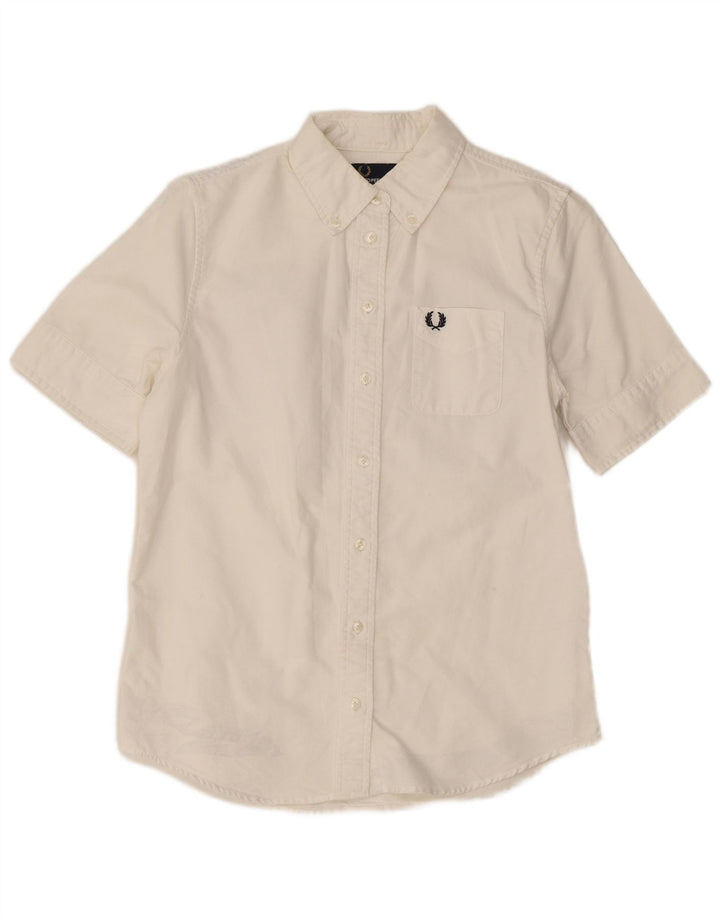 Fred Perry Womens Short Sleeve Shirt UK 8 Small White Cotton