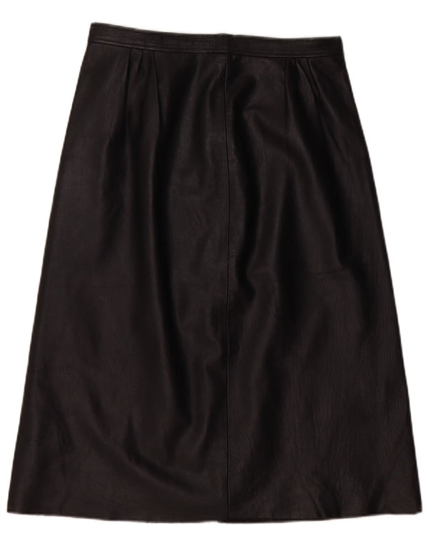 Vintage Womens Leather Skirt W28 Medium Black